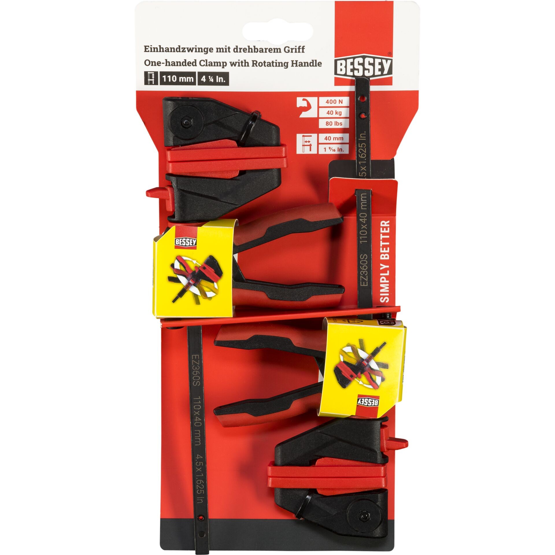 Bessey EZ360S-11SET Einhandzwinge Spann-Weite (max.):110mm Ausladungs-
