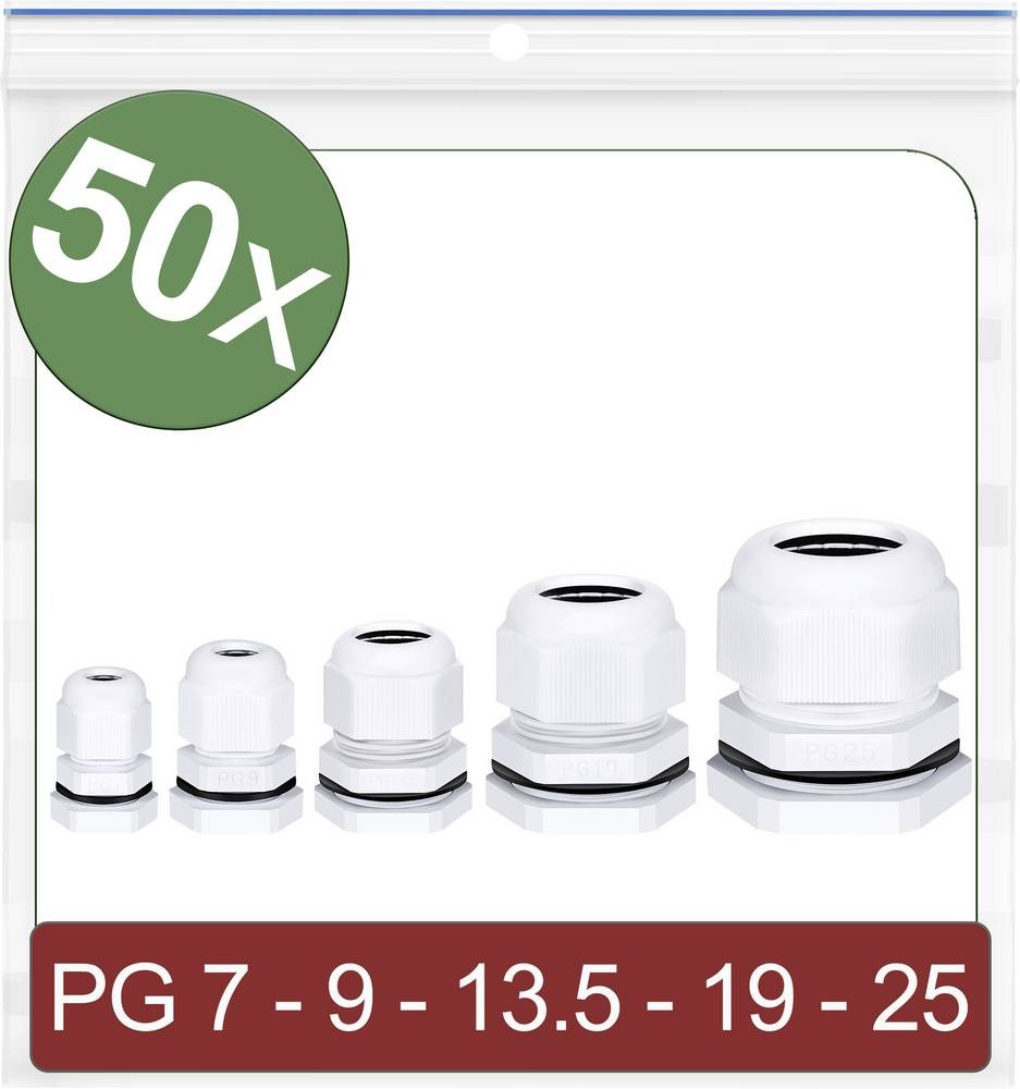 Quadrios 24CA413 Kabelverschraubung Polyamid Weiß 50St.