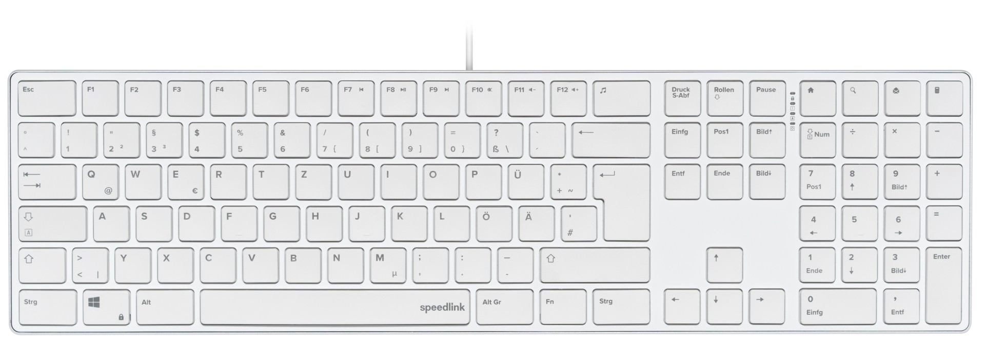 Speedlink RIVA Scissor Slim Metal Keyboard, white - DE