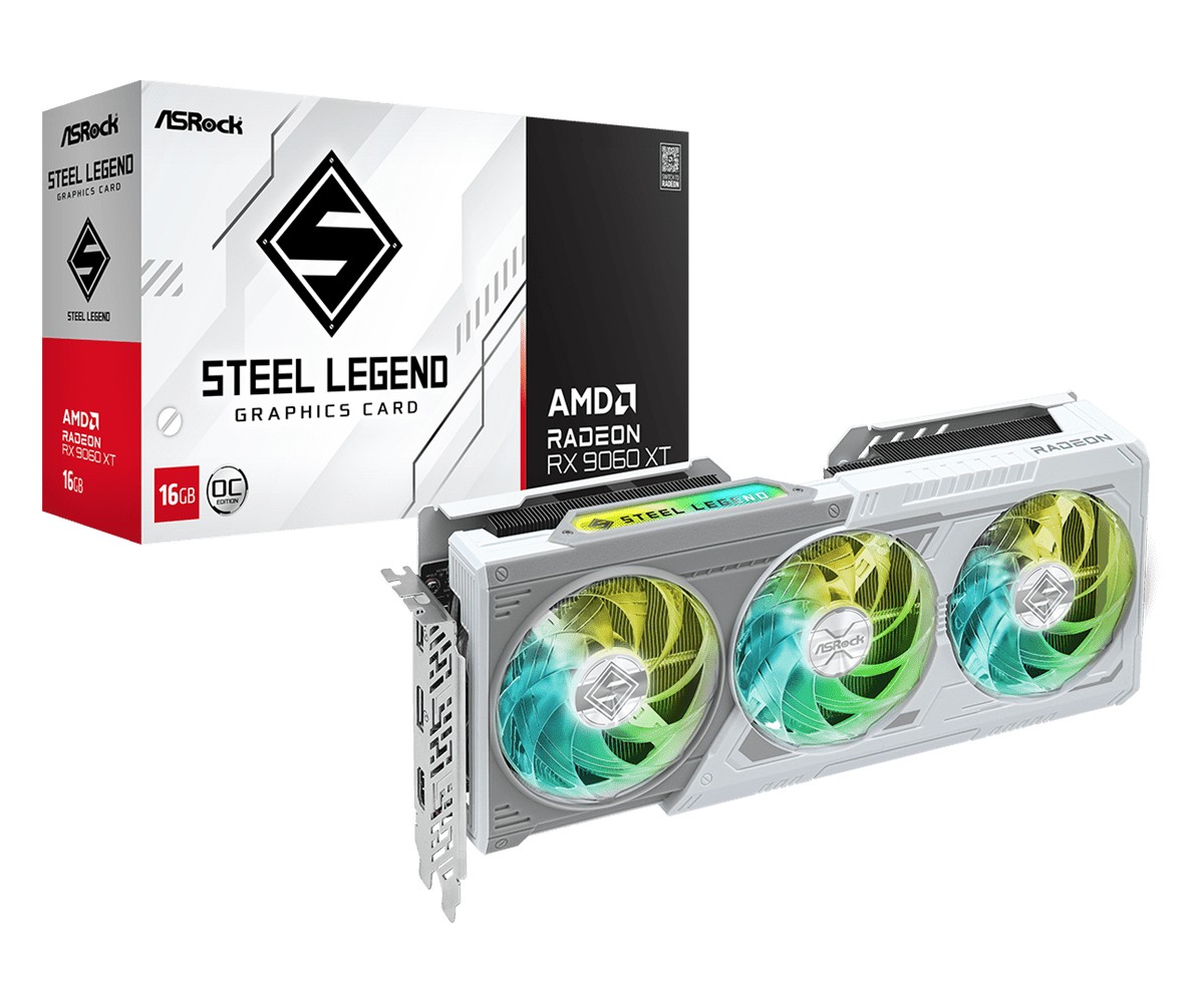 Asrock AMD Radeon RX 9060 XT Steel Legend 16GB OC GDDR6 - Asrock AMD