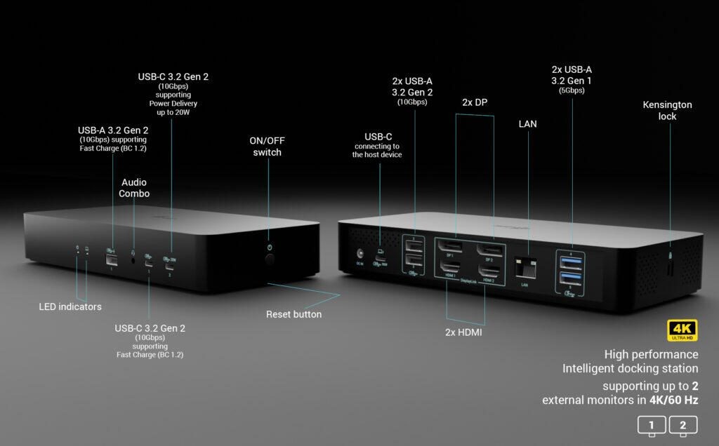 i-tec Universal Intelligent Dual Display Docking Station + Power