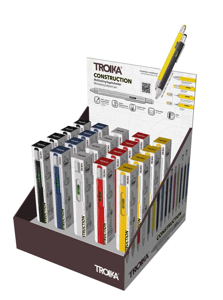 TROIKA Thekendisplay 20xCONSTRUCTION multitasking pen