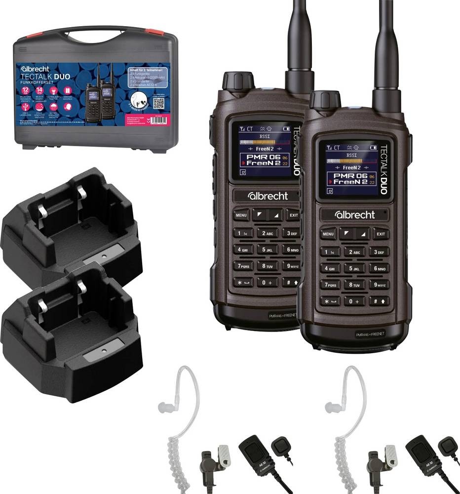Albrecht pack of 2 Kofferset Tectalk Duo, PMR446 + Freenet (1W) 29148.