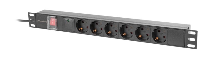 LANBERG 19" PDU-Steckdosenleiste 1U 6xSchuko 2,0m 16A sw