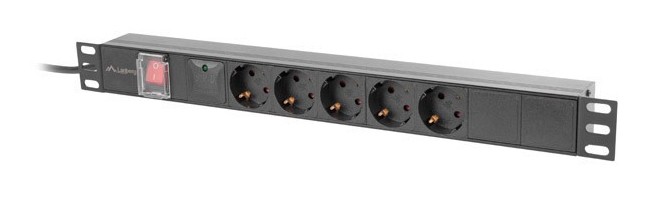 LANBERG 19" PDU-Steckdosenleiste 1U 5xSchuko 2,0m 16A sw