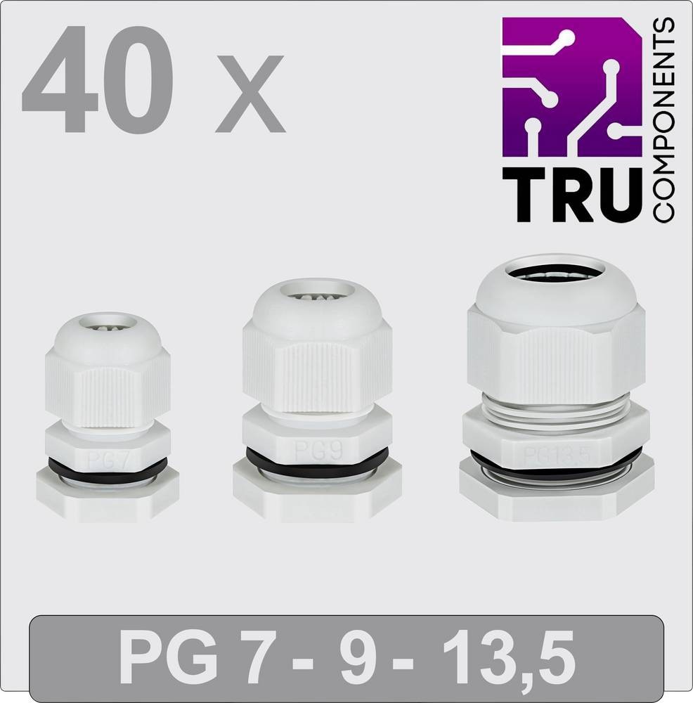 TRU COMPONENTS TC-13448364 Kabelverschraubung PG7, PG9, PG13 Polyamid