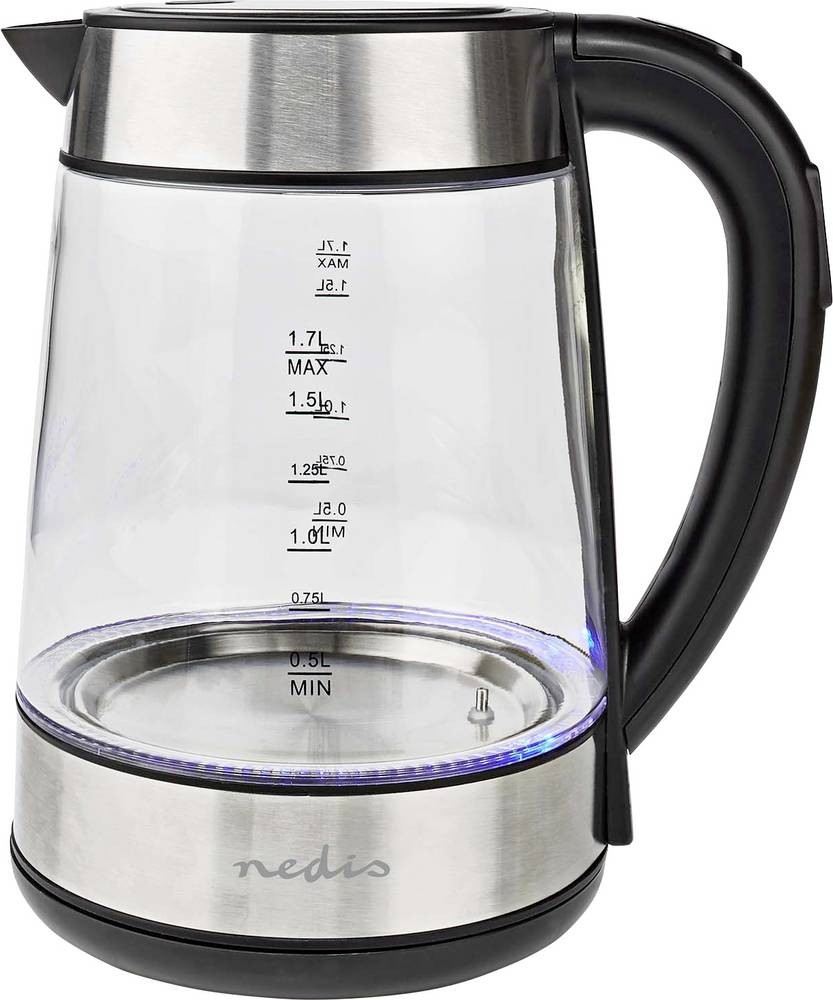 Nedis KAWK320EGS bouilloire 1,7 L 2200 W Acier inoxydable,