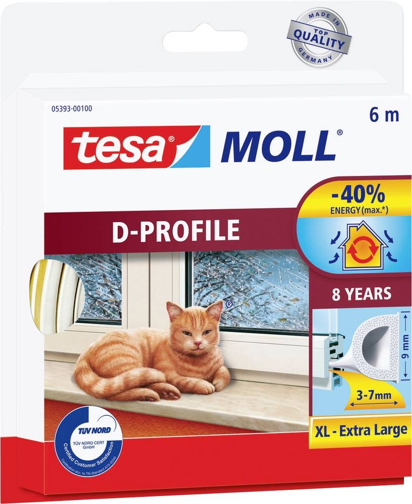 Tesa D-Profil 05393-00100-01 Dichtband tesamoll white (L x B) 6m x