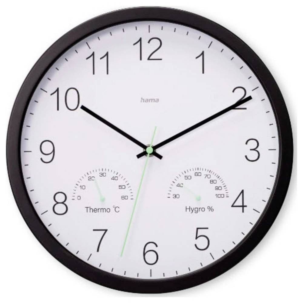 Hama Santorini Quartz clock Round Black, White - Hama Santorini, Wall,