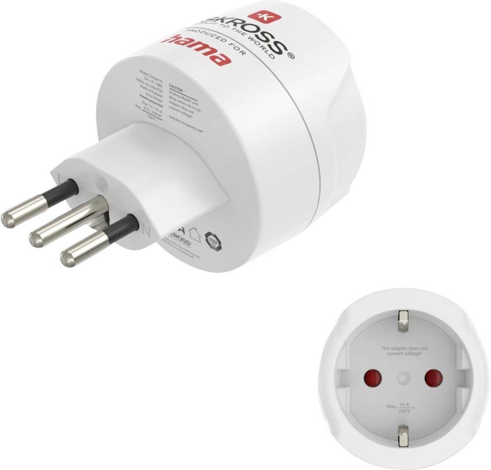 Hama 00223484 power plug adapter Type J Type C (Europlug) White -