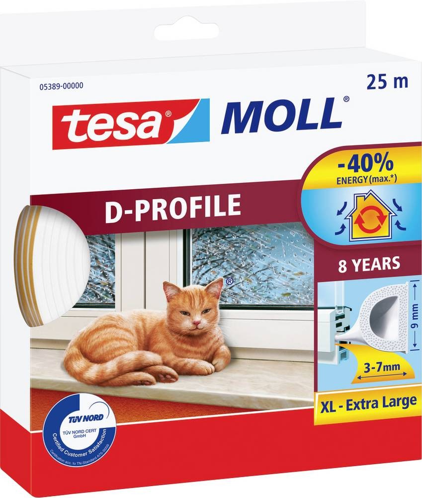 Tesa D-Profil 05389-00000-00 Dichtband tesamoll white (L x B) 25m x
