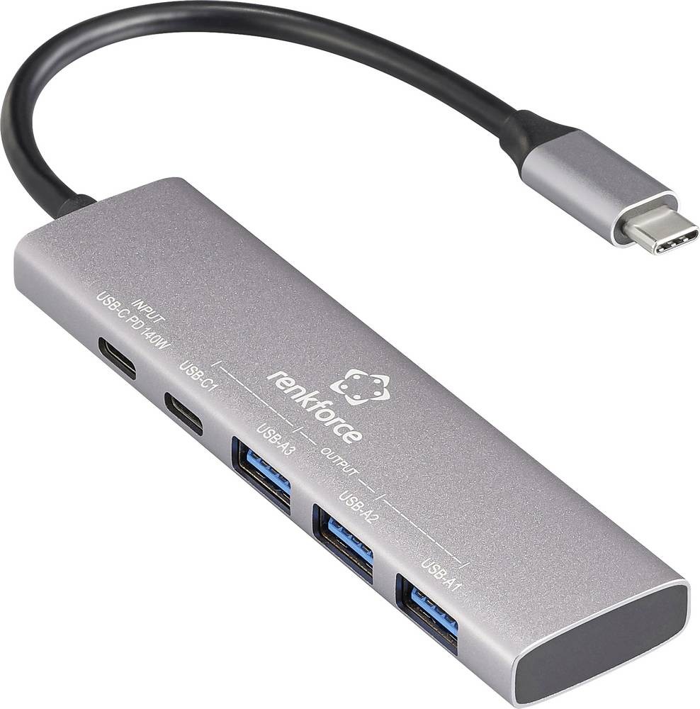 Renkforce RF-6676604 USB-Hub 3+1 Port USB-A, USB-C USB 3.2 Gen1 5