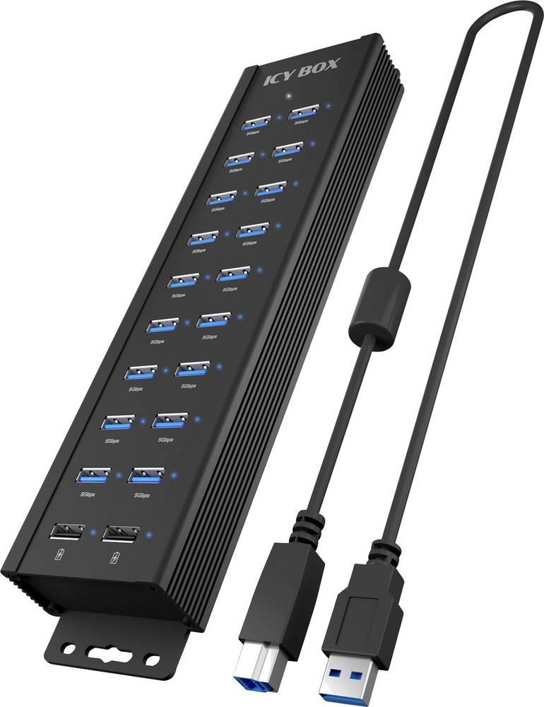 ICY BOX IB-HUB1720-U3 USB 3.2 Gen 1 (3.1 Gen 1) Type-B Black - ICY