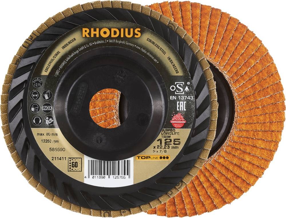 Rhodius 211411 JUMBO LONGLIFE TRIM Fächerschleifscheibe Körnung (