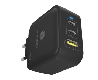 ICY BOX GaN Wandladegerät USB-C Adapter 65W Schwarz