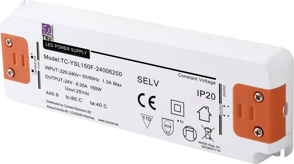 TRU COMPONENTS TC-YSL150F-24006250 LED-Trafo Konstantspannung 150W 6.