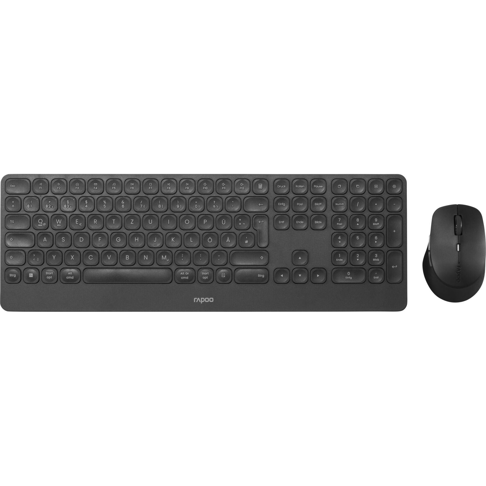 Rapoo 9390M keyboard Mouse included Bluetooth QWERTY English Dark