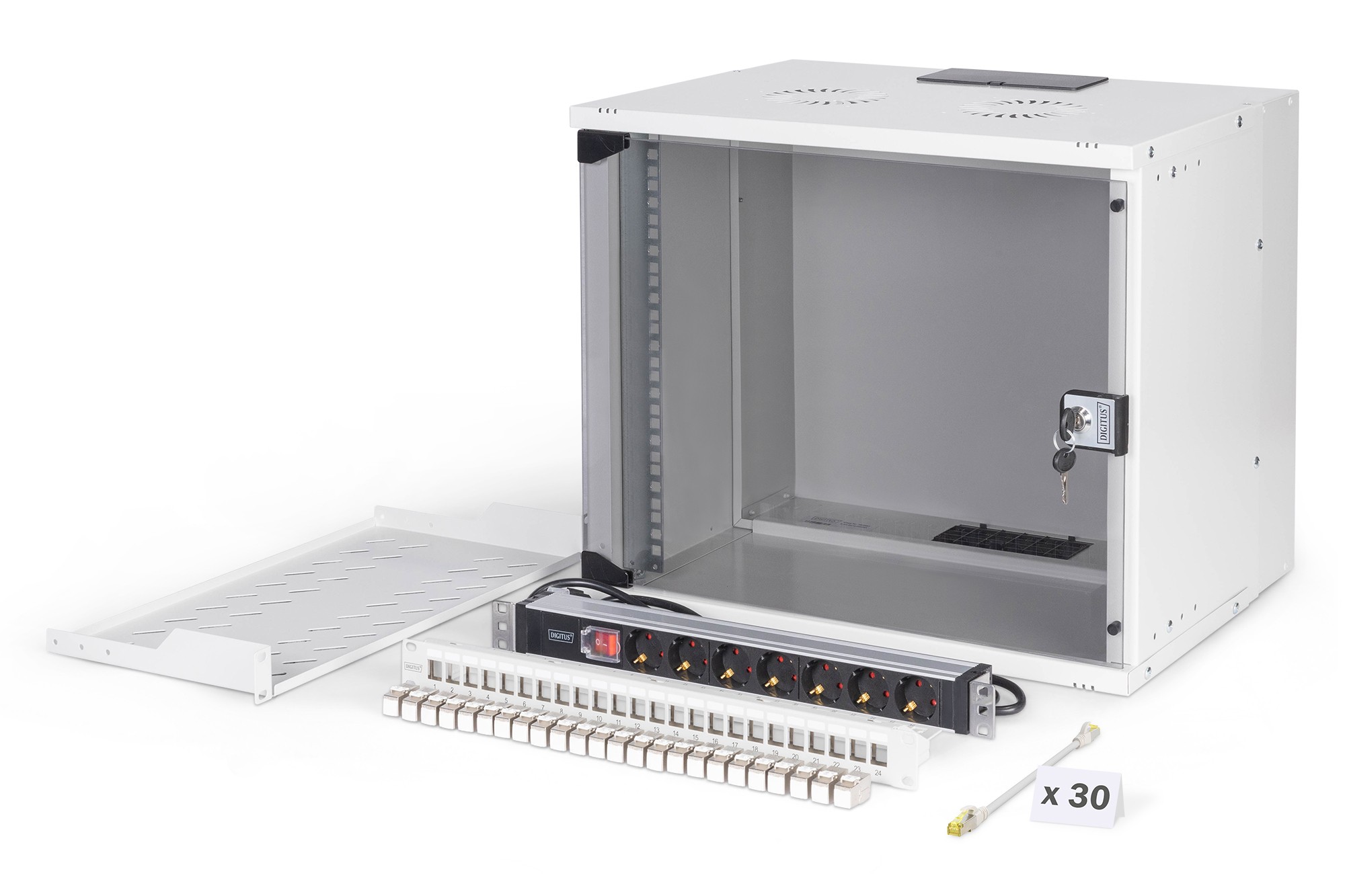 DIGITUS 19" Netzwerk-Set 9HE Wandgehuse und Zubehr grau