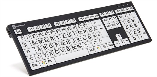 Logickeyboard XL-Print Kabelgebunden Tastatur Deutsch, QWERTZ Schwarz