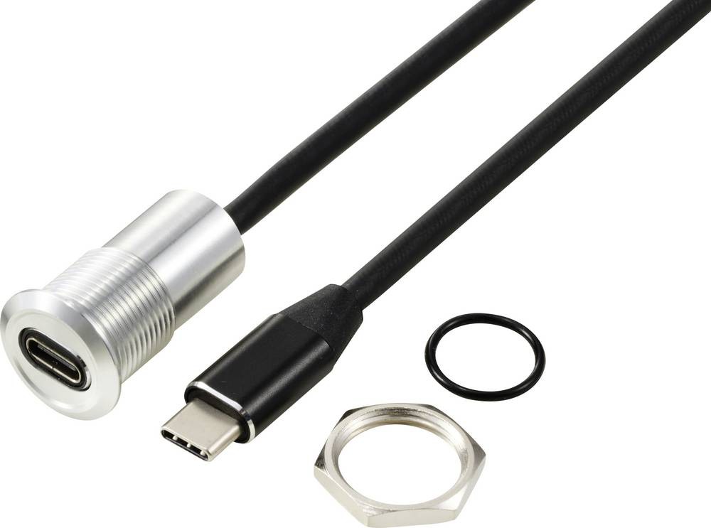 TRU COMPONENTS USB-C (3.1) Buchse/Stecker 1m Kabel silber TC-