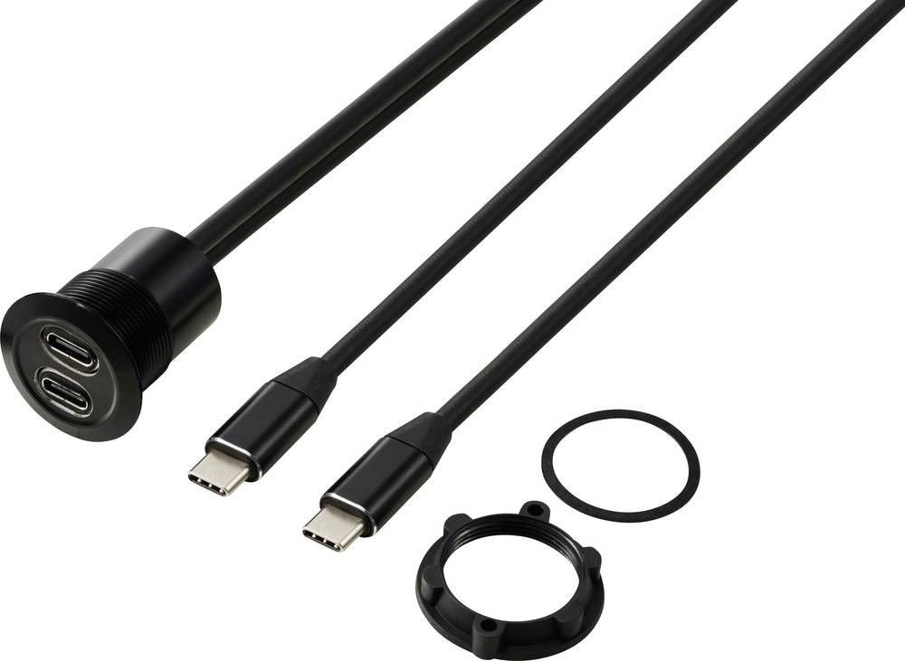 TRU COMPONENTS USB-C (3.1) 2x female/plug 1m cable black TC-