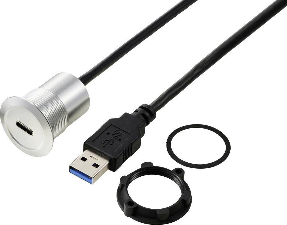 TRU COMPONENTS USB-C (3.1) hembra/USB-A (3.0) macho 1m cable plata