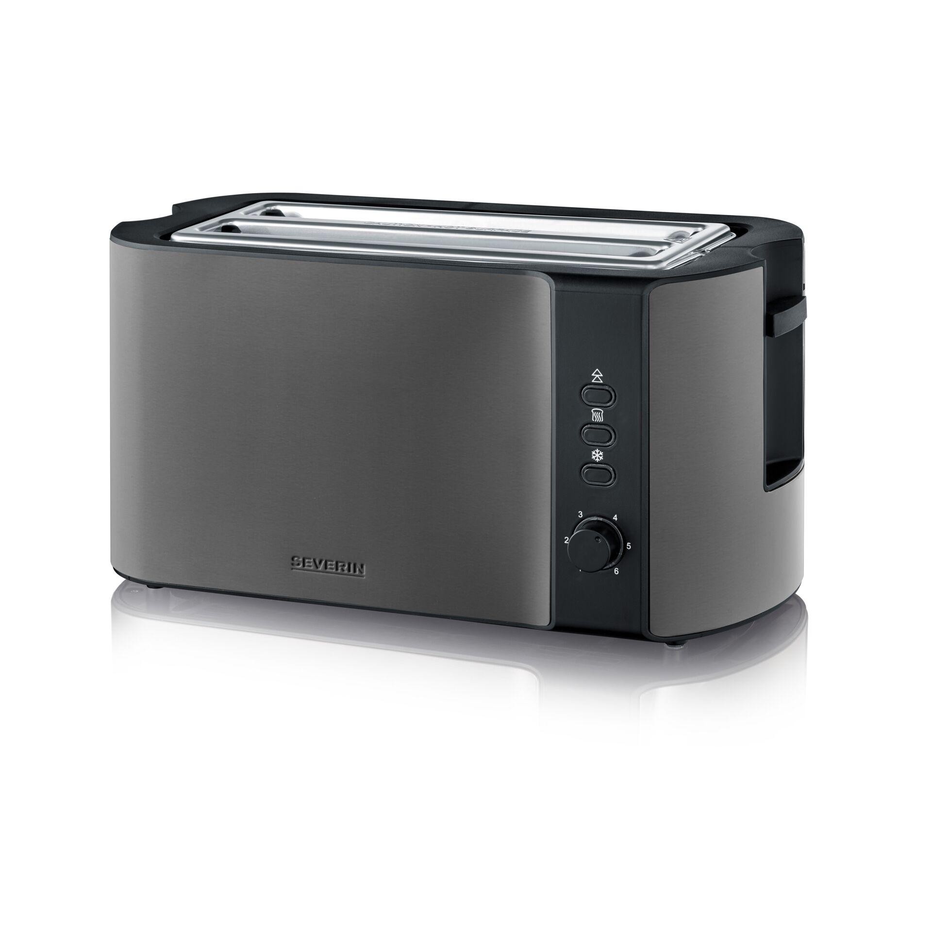 Severin AT 9341 grille-pain 4 part(s) 1400 W Noir, Acier brossé,