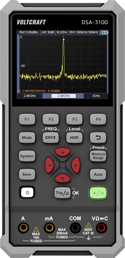 VOLTCRAFT DSA-3100 Hand-Oszilloskop 100MHz 2-channel 500 MSa/s 8 kpts