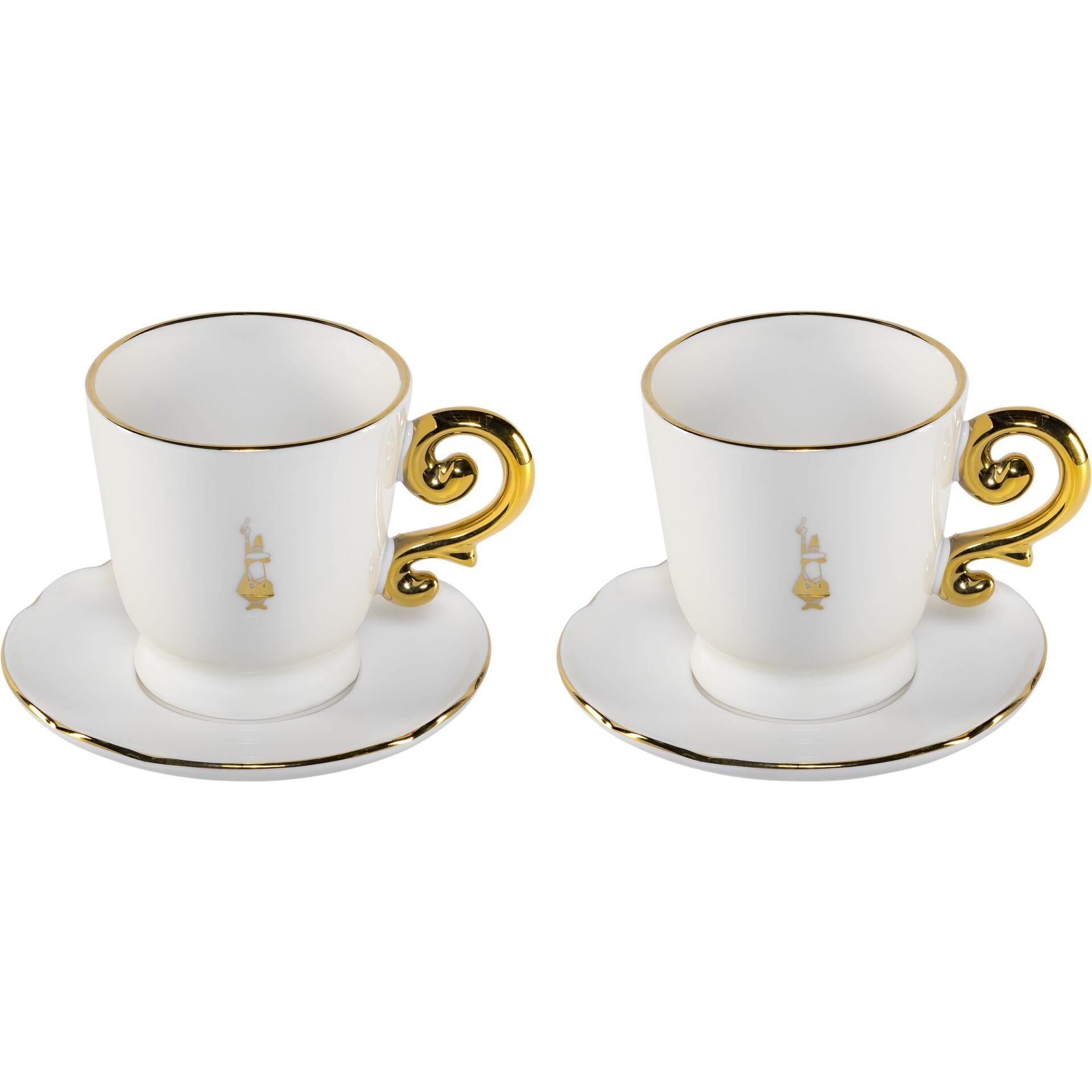 Bialetti Set 2 Cappucio Tassen incl. Untertassen Pure gold