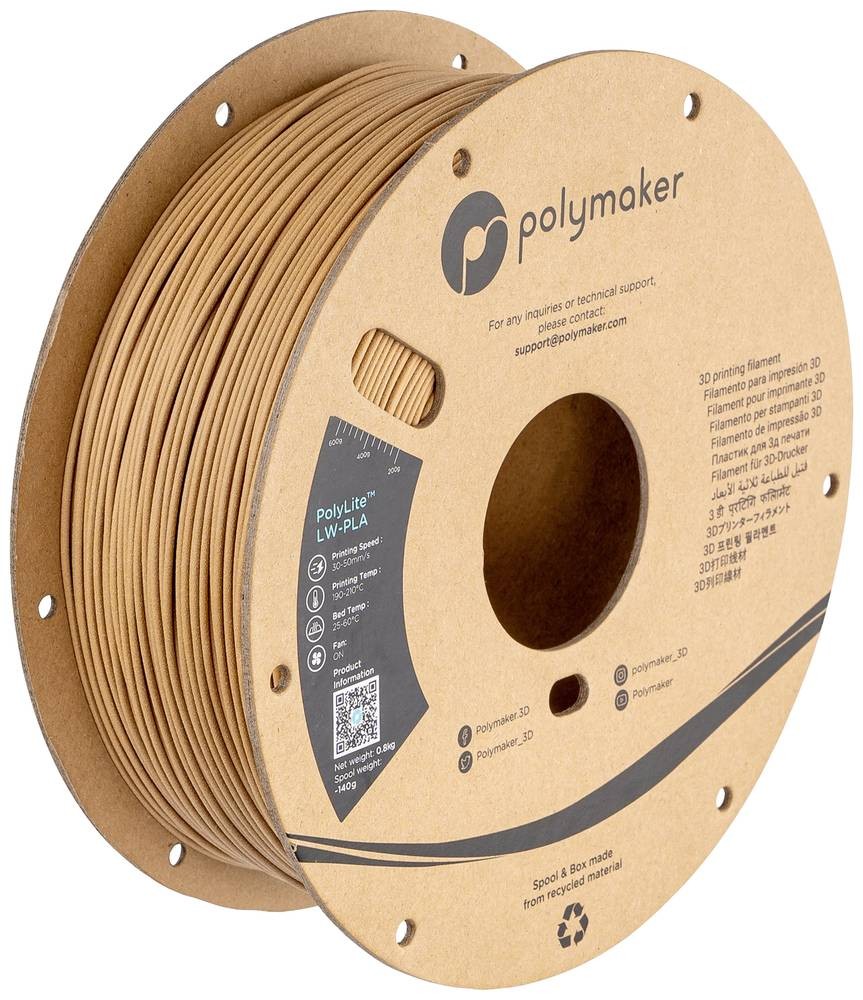 Polymaker PA08004 Filament LW-PLA Matt, Geringe Dichte 1.75mm 800g