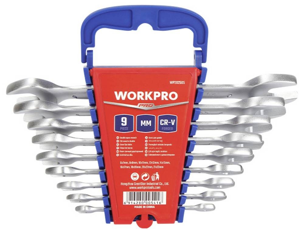 WorkPro WP202505 double-Maulschlüssel-Satz 9teilig Schlüsselweite (