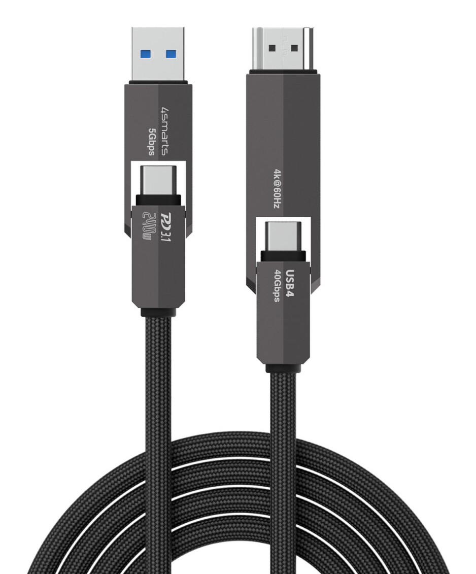 4smarts 549240 cavo USB USB4 Gen 3x2 1,5 m USB C Nero - 4smarts