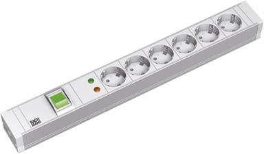 Bachmann 19" PVC 6xCEE7/3 1xSchalter 1xSPD Strom 2,0m CEE7/7