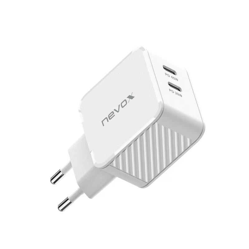 Nevox 45W DUAL - USB - C Power Delivery (PD) cargador GaN, blanco