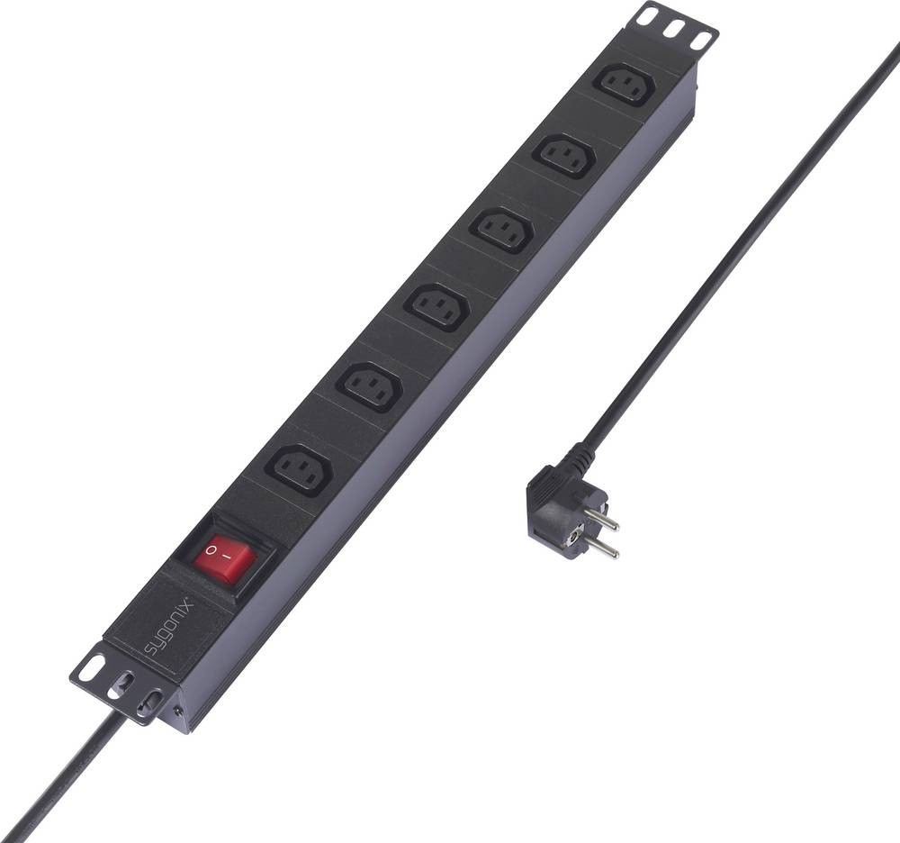 Sygonix SY-6736980 power strip 19 inch 6fach black Schutzkontakt 1 pc(