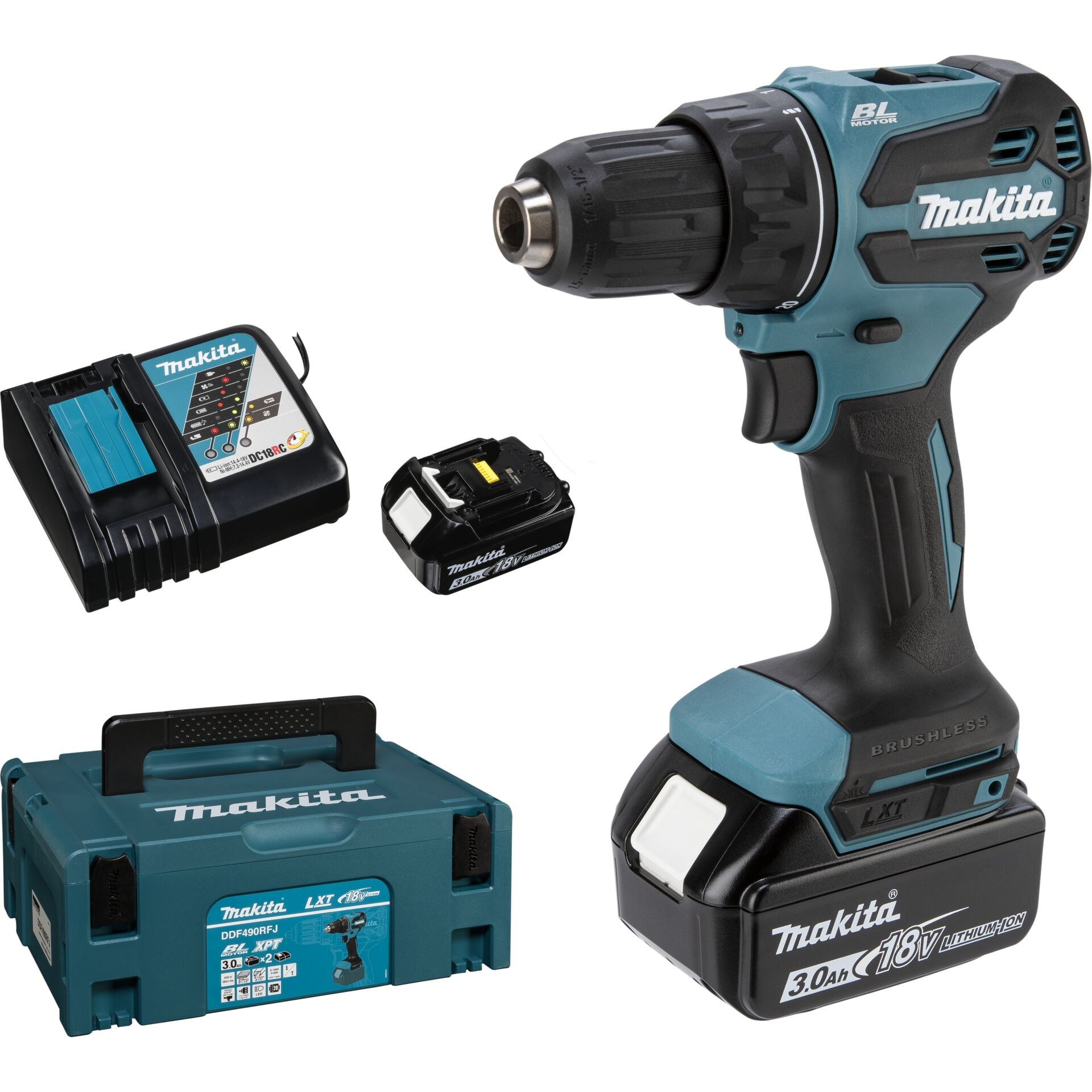 Makita DDF490RFJ -Akku-Bohrschrauber 18V bürstenlos