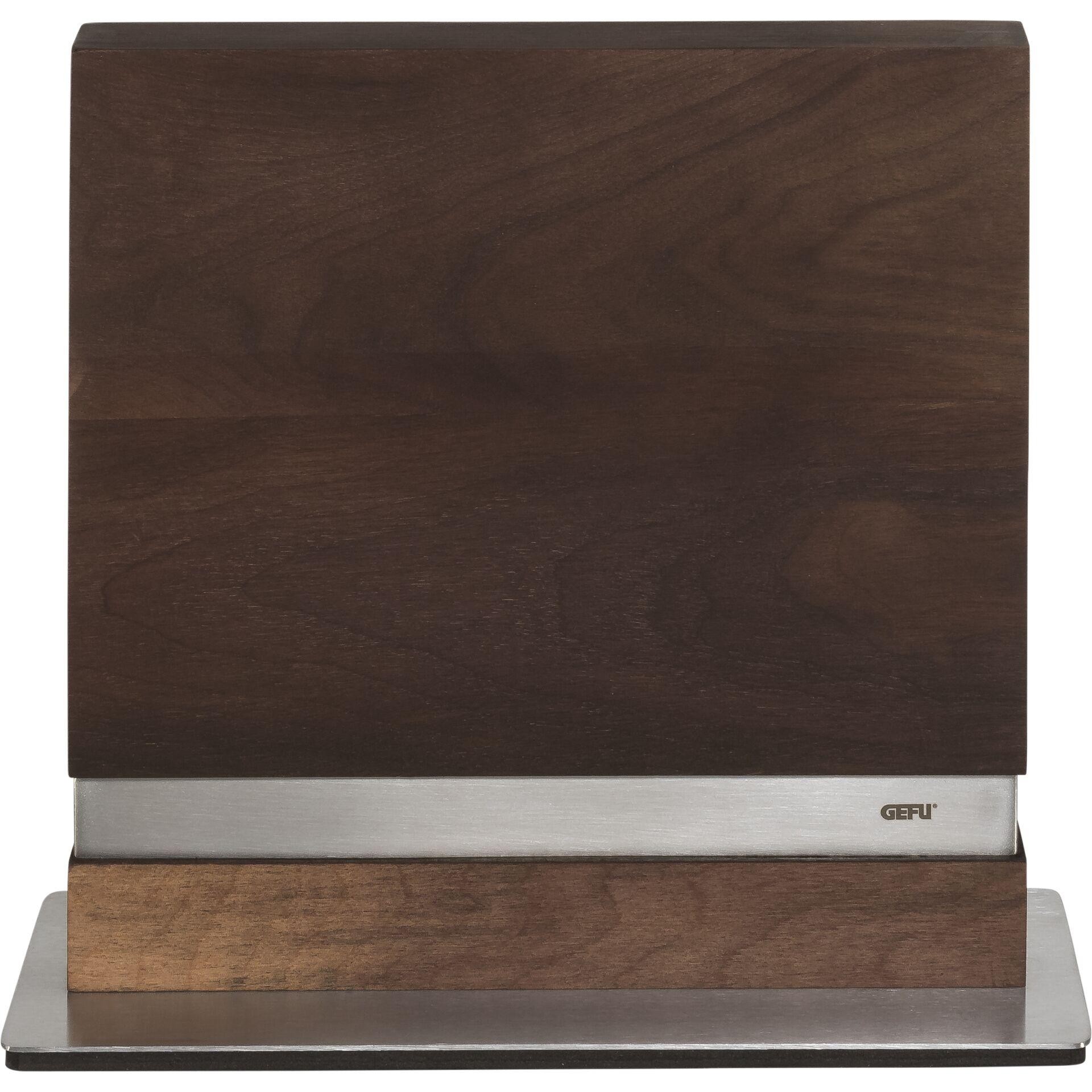 GEFU 13958 knife block Guard knife block Stainless steel, Walnut wood