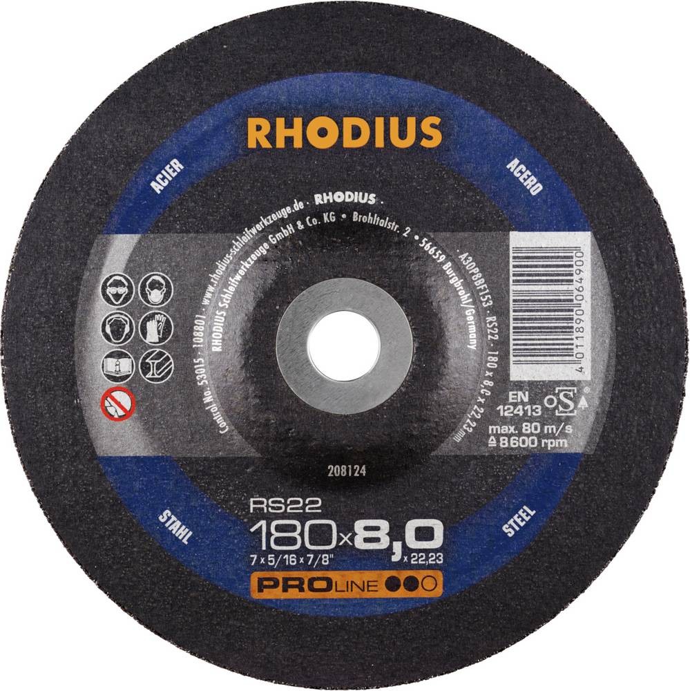 Rhodius 208124 RS22 Schruppscheibe Stahl, Guss 10St.