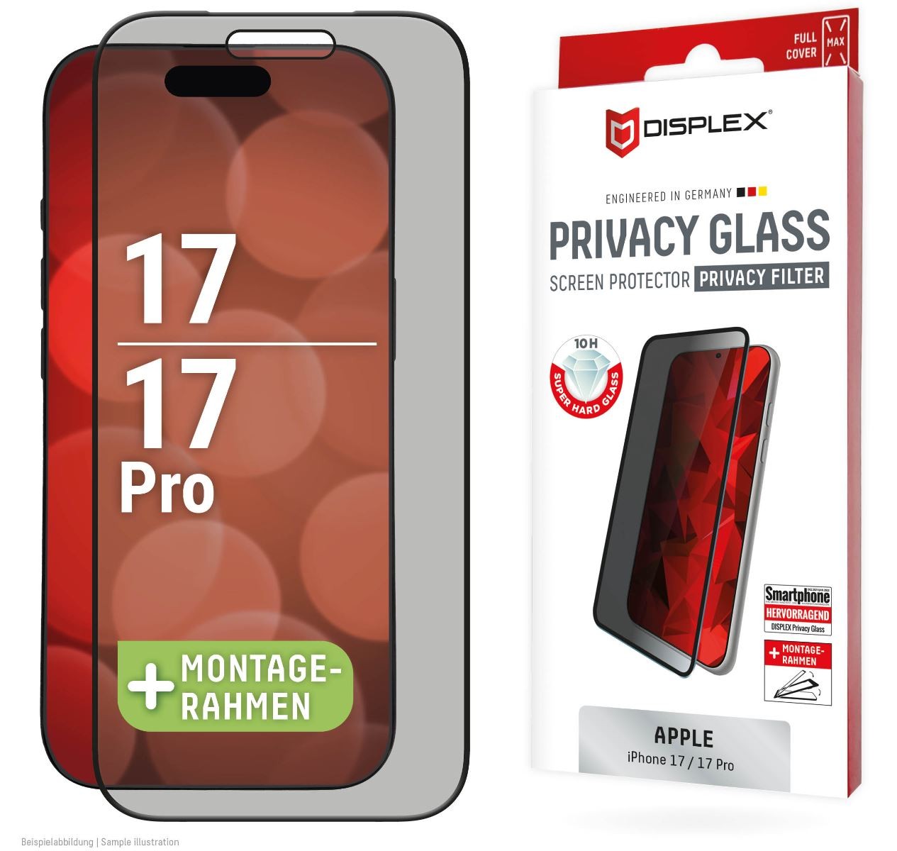 Displex Privacy Screen Protector (10H) for Apple iPhone 17/17 Pro,