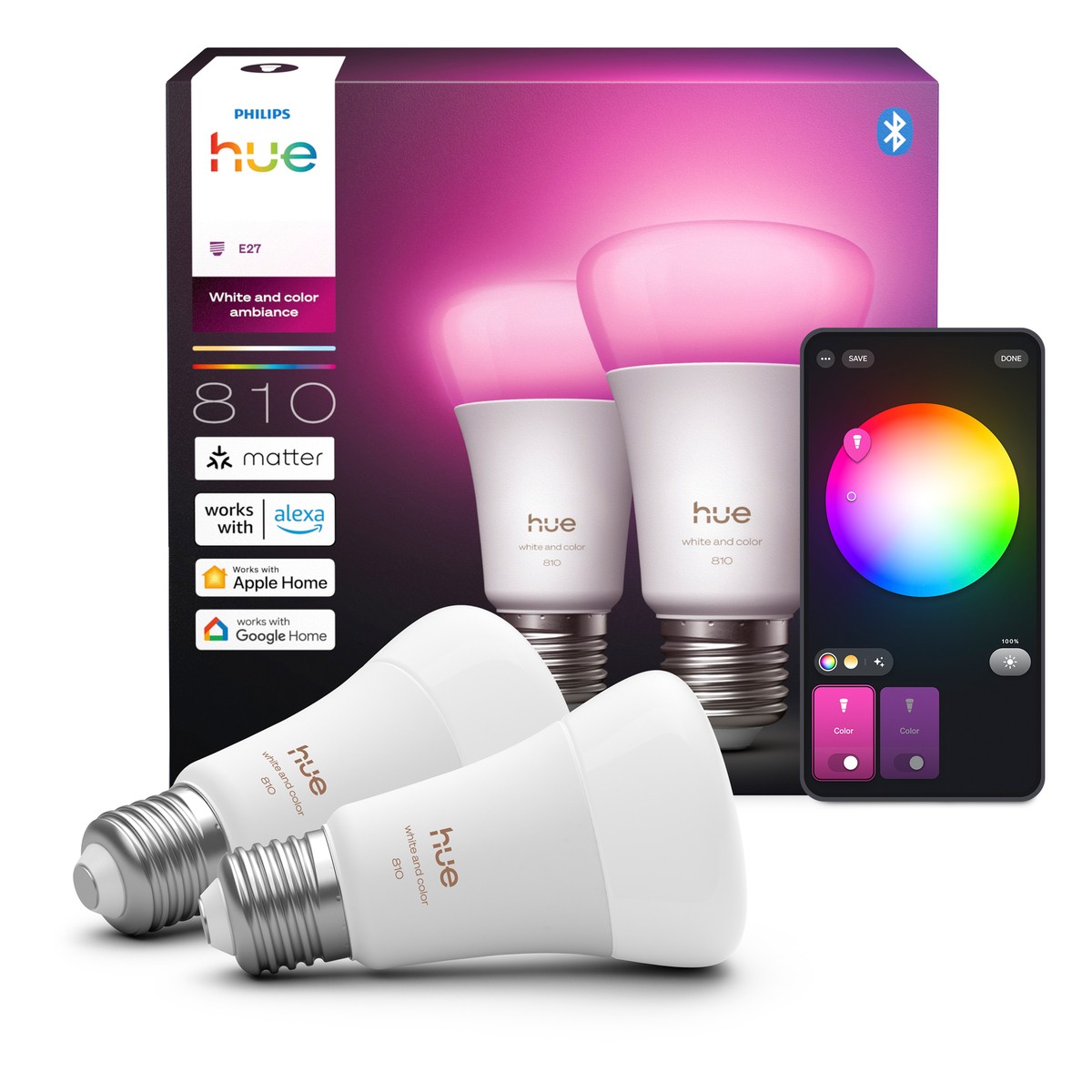 Philips Hue White and Color ambiance Bombilla inteligente A60 - E27 -