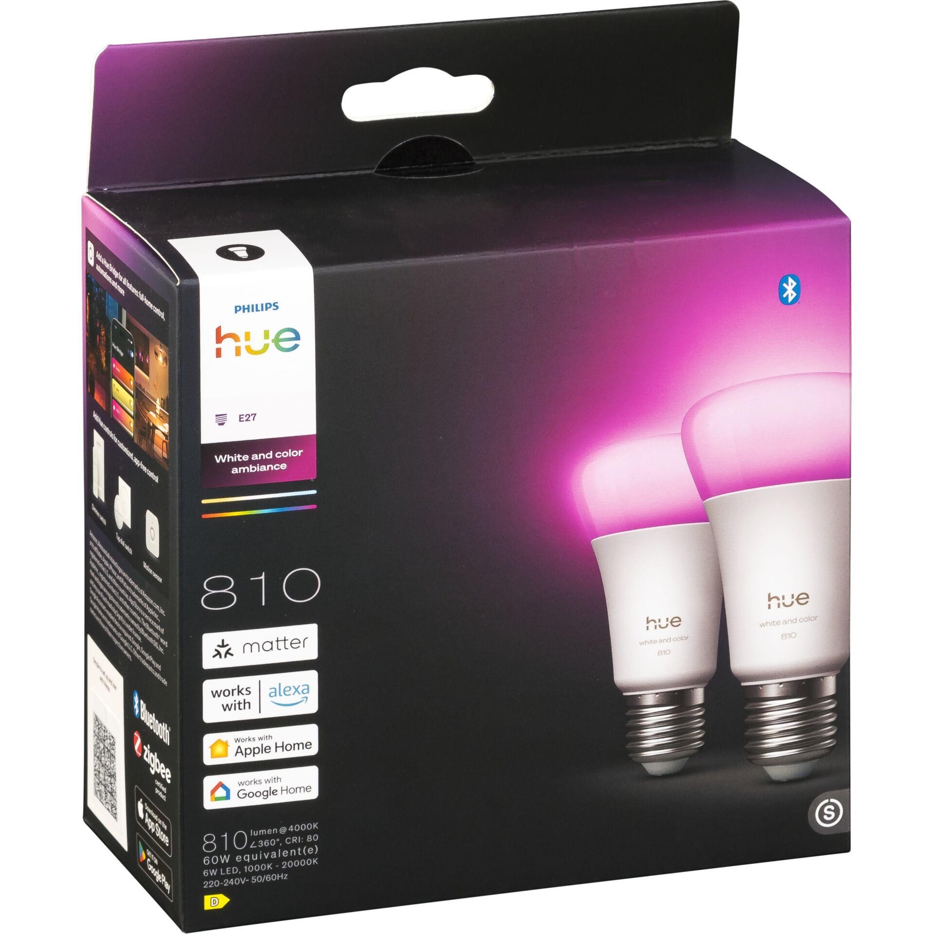 Philips Hue White and colour ambience A60 E27 smart bulb 810 -