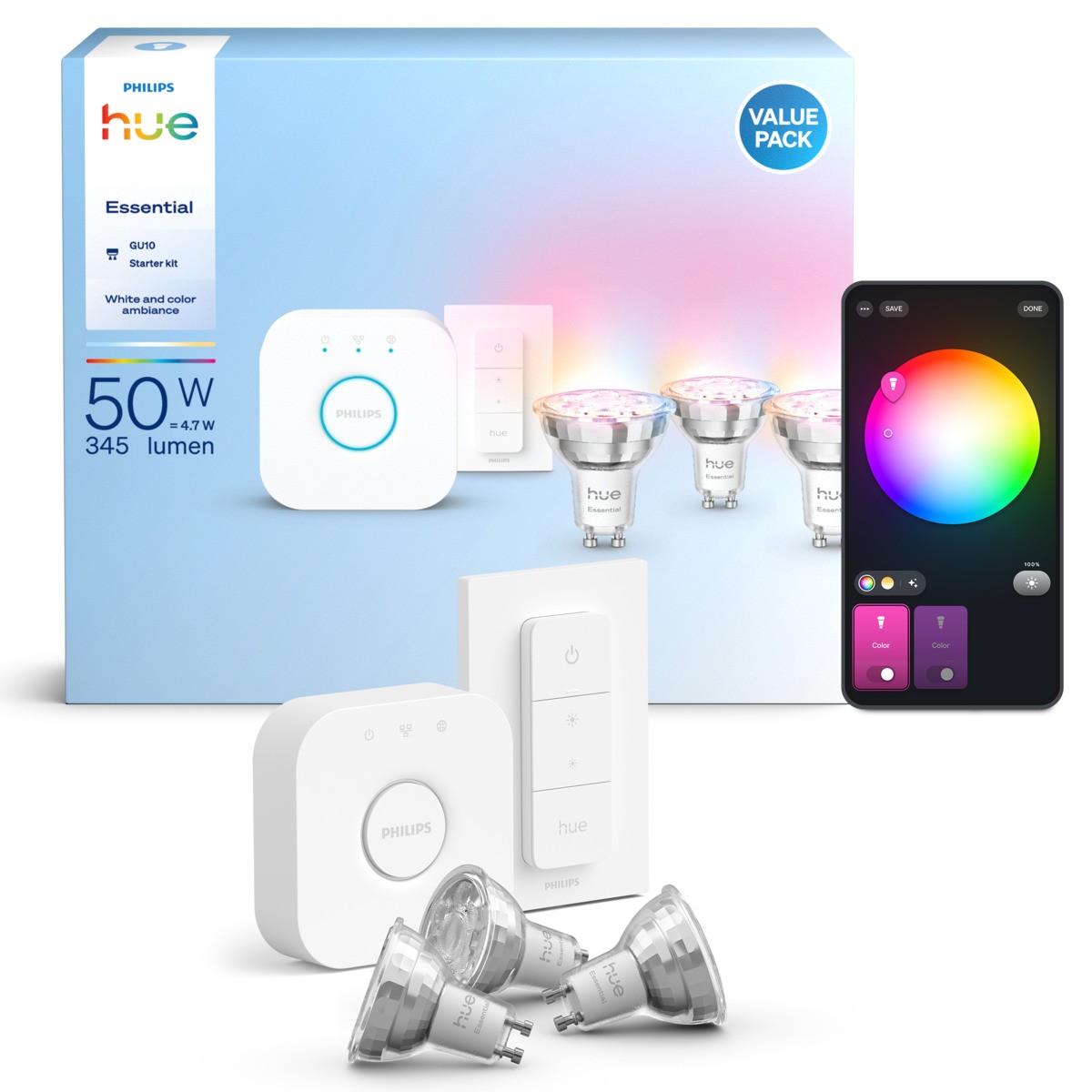 Philips Hue White and Color ambiance Kit de démarrage Essential : 3