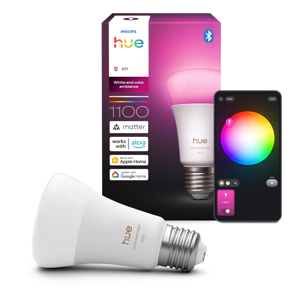 Philips Hue White and colour ambience A60 E27 smart bulb 1100