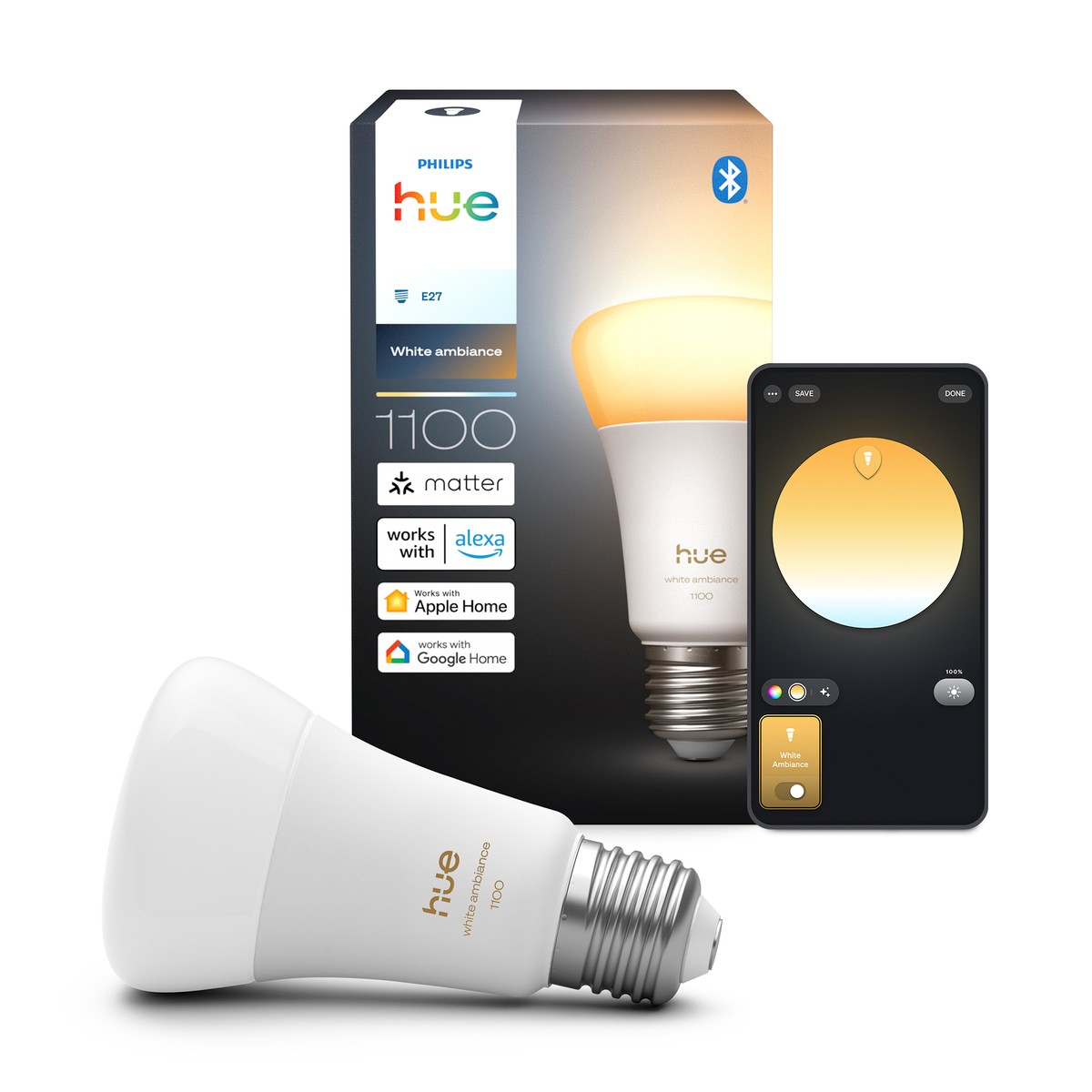 Philips Hue White ambiance A60 - lampadina connessa E27 - 1100 -
