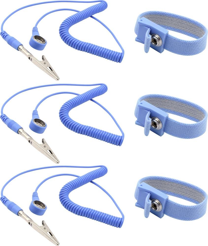 Quadrios ESD-Handgelenkband Blau Druckknopf 10mm