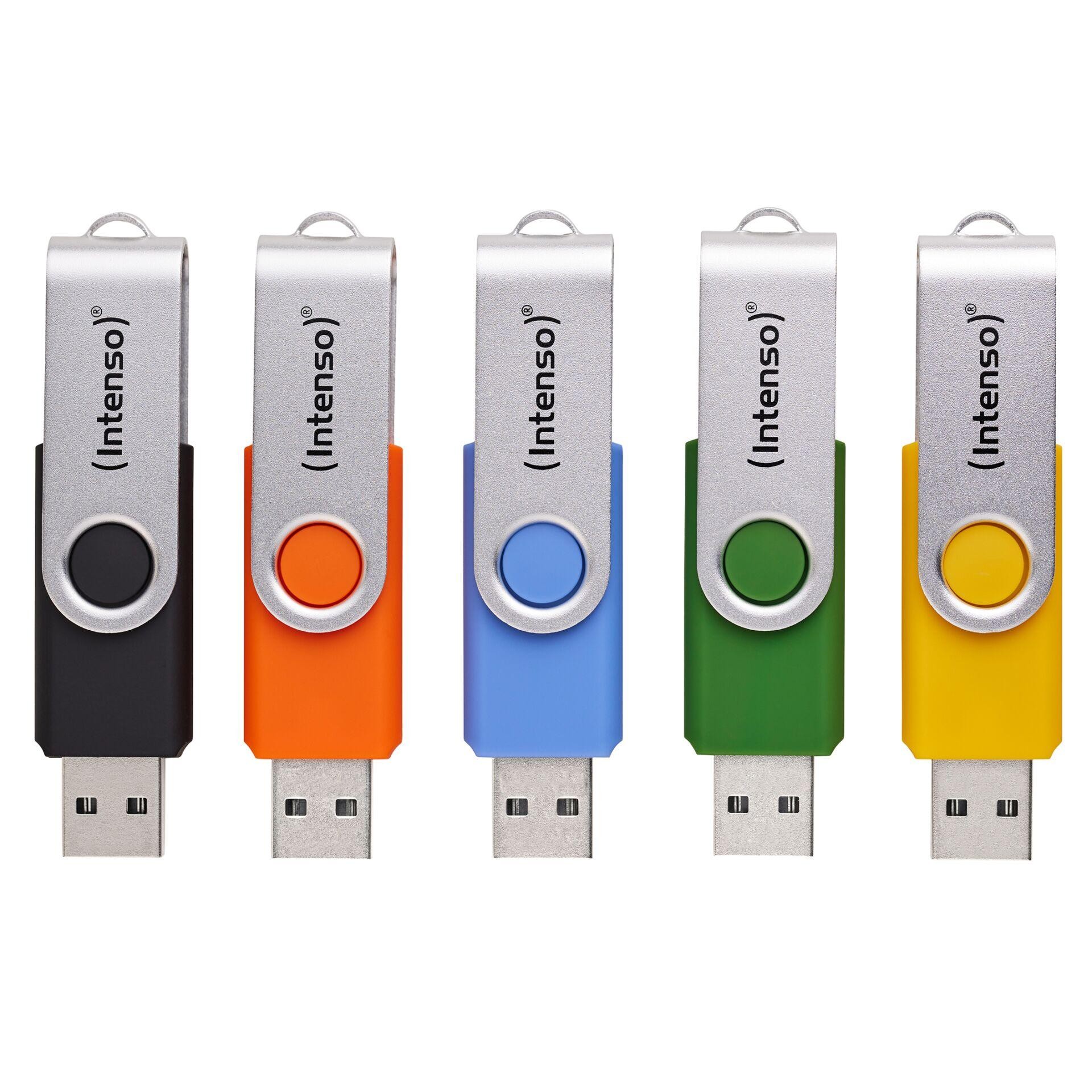 Intenso Office Line USB-Stick 5 St. Retail 16GB Gelb, Grün, Schwarz,