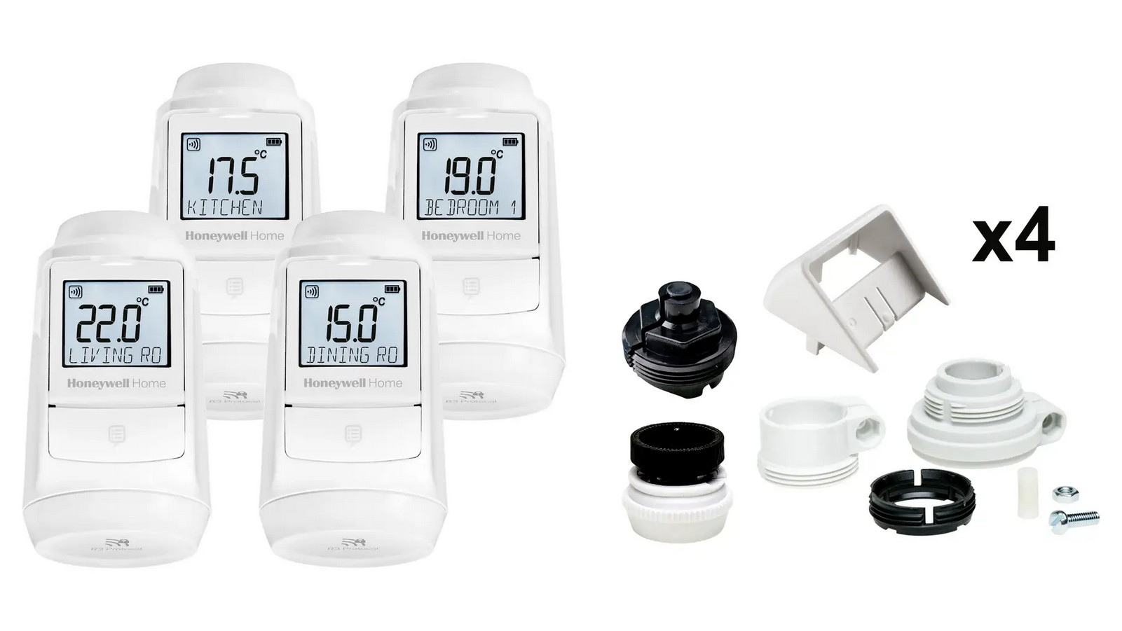 Honeywell EVO-TRV4 Evohome Heizkörperthermostat-Set - 4 piece