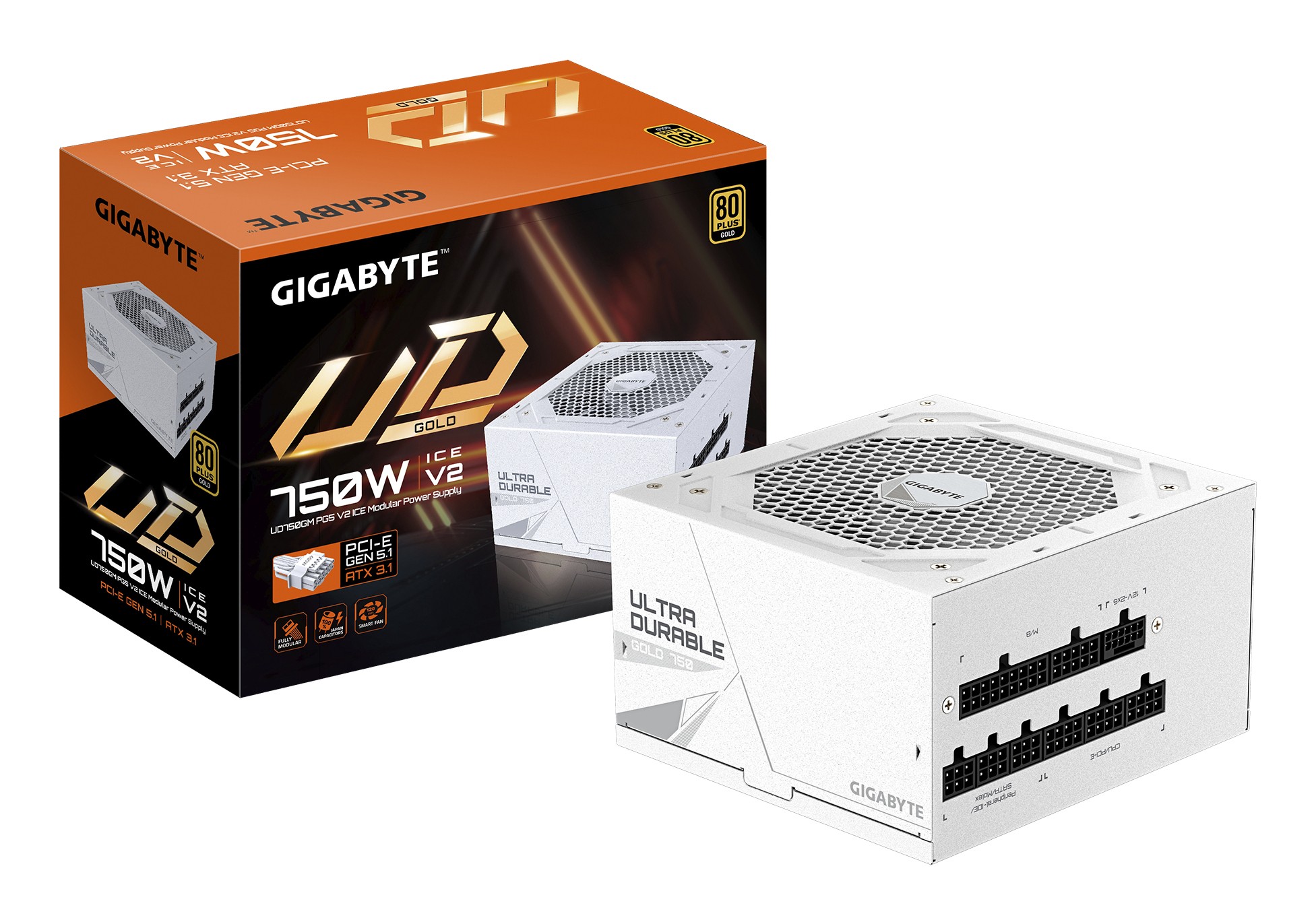 GIGABYTE UD750GM PG5 V2 ICE Power Supply Unit- PCIe Gen 5.1, 80 PLUS