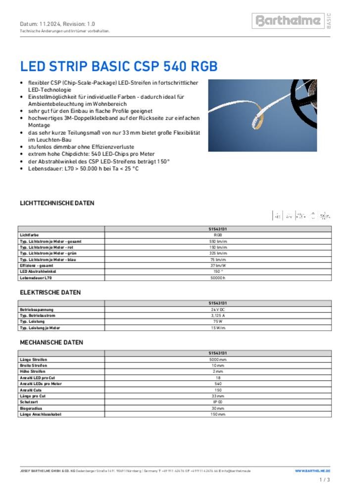 Barthelme 51543131 LED-Streifen mit Lötanschluss 24 V/DC 5000mm RGB