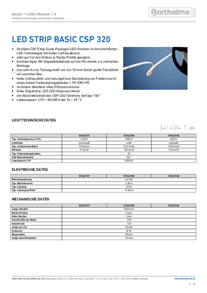 Barthelme 51542740 LED-Streifen mit Lötanschluss 24 V/DC 5000mm